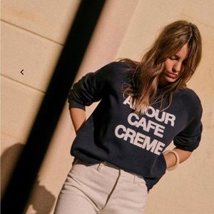 Sezane Amour Cafe Crème sweatshirt in Navy